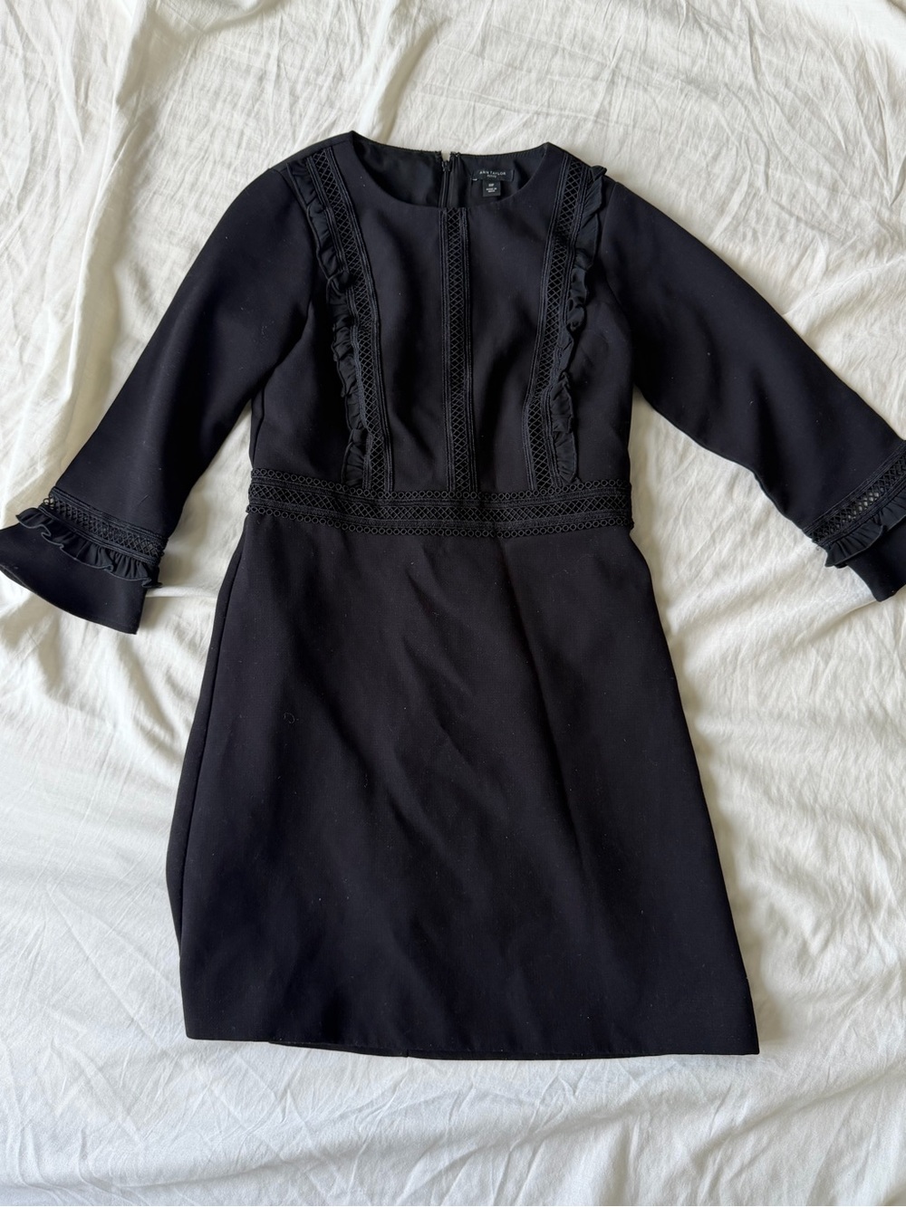 Ann Taylor Black Lace-Trim Dress